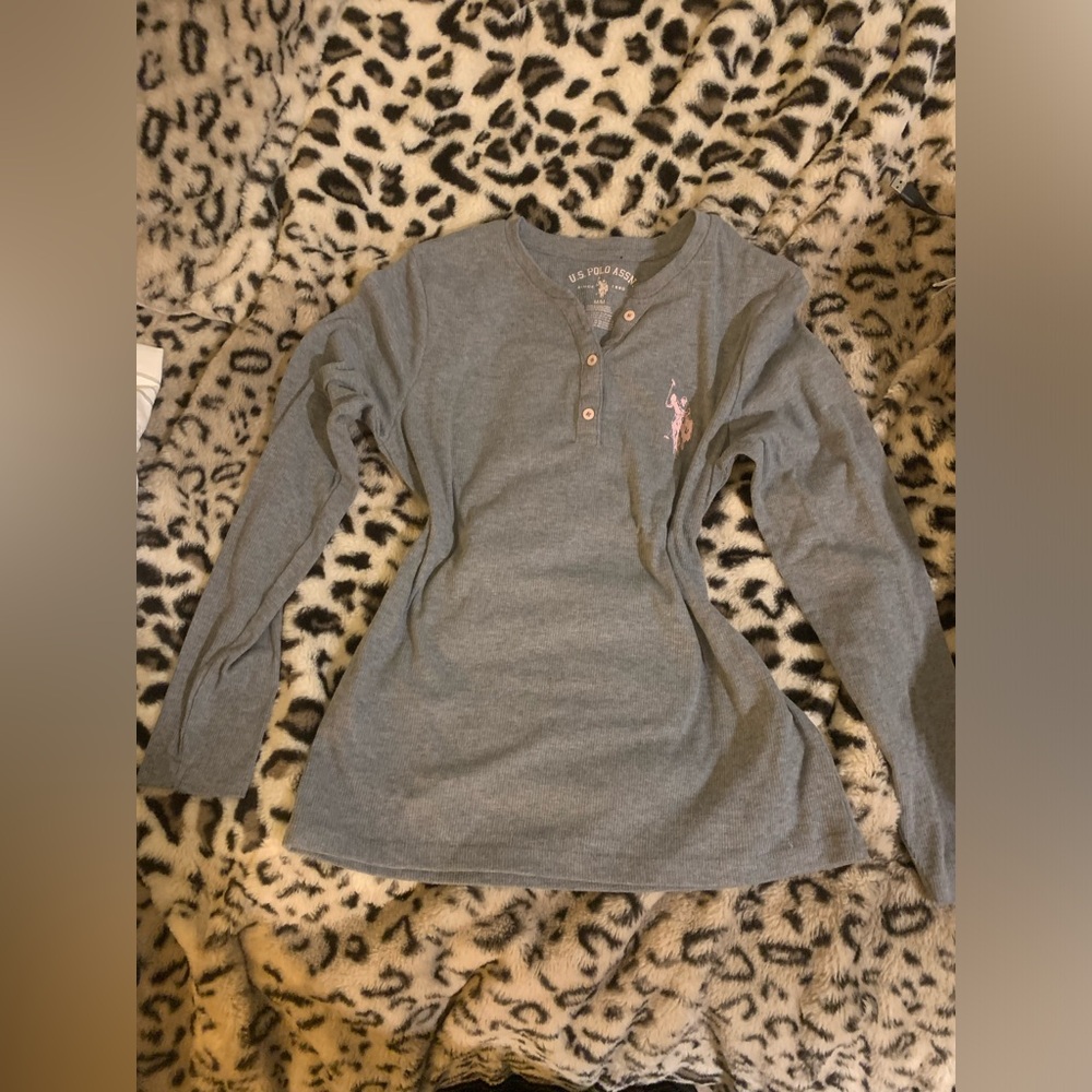 Us polo ass light gray long sleeve shirt